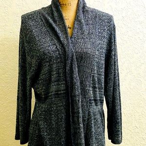 Elementz Open Cardigan Sweater Black and White Knit 3/4 Sleeves Womens Size 3XL